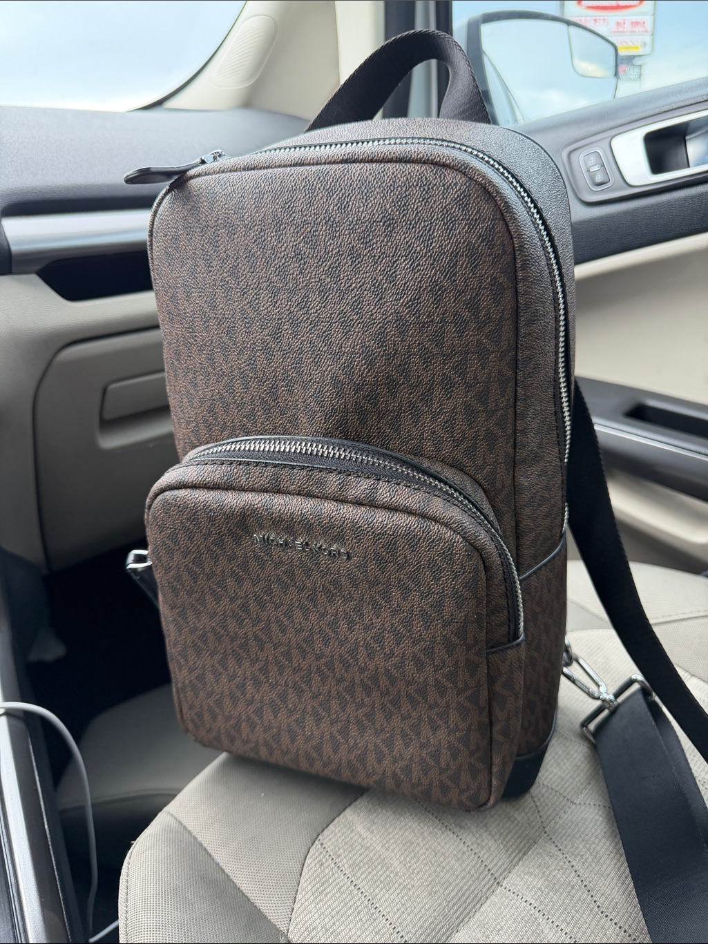 Michael Kors Brown Monogram Crossbody Belt Bag